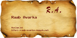 Raab Avarka névjegykártya